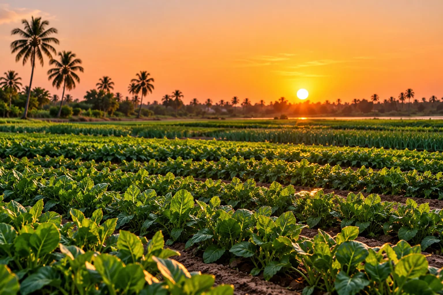 Cultivated fields at sunset, Gandiol (illustration)